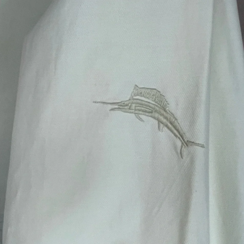 Tommy Bahama Light Jacket Cream 2-Way Zip Pockets Lined Men’s Size Small Outdoor